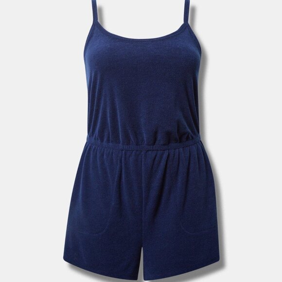 ❤️NWT VINTAGE TORRID ROMPER SWIM COVER -  SLEEVELESS TERRY POCKETS - SHORTS PLUS - Picture 11 of 14